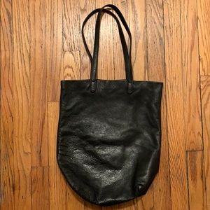 Baggu leather shopper tote black - like new